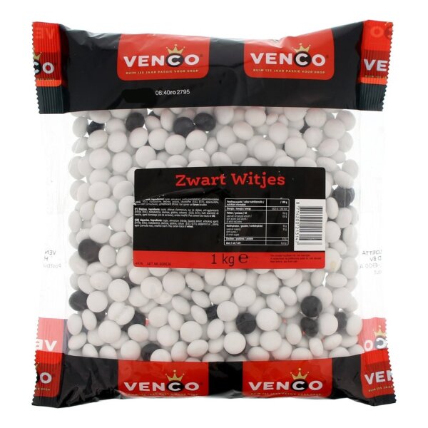 MEGAPACK - ZWART WITJES - LAKRITZ-SALMIAK-PFEFFERMINZ - 1KG -  BY VENCO