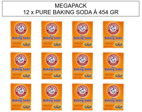 MEGAPACK  -  12 X PURE BAKING SODA Á 454 GR BY ARM AND HAMMER - DER ALLESKÖNNER