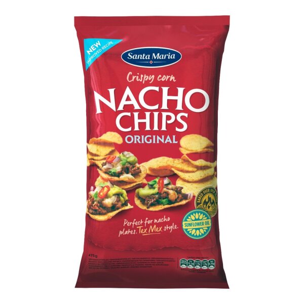 MEGAPACK - CRISPY CORN NACHO CHIPS ORIGINAL - 475 GR - BY SANTA MARIA