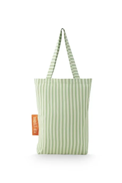 SHOPPER - EINKAUFSTASCHE - STRIPES HELLGRÜN 40/45 CM BY PIP STUDIO