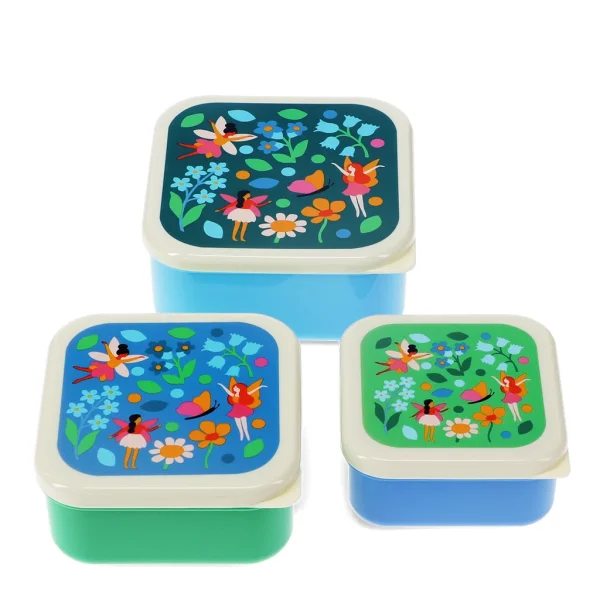 SNACKBOXEN 3er SET - FAIRIES IN THE GARDEN - FEEN IM GARTEN - BY REX LONDON