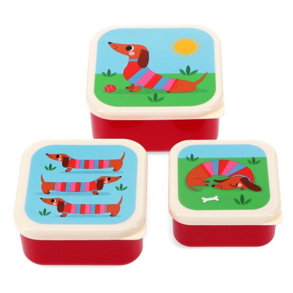 SNACKBOXEN 3er SET - SUNNY SAUSAGE DOG - DACKEL - BY REX LONDON