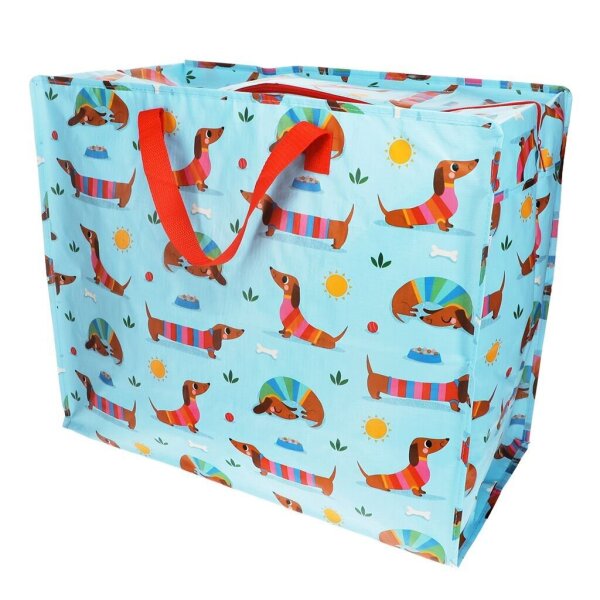 XXL-TASCHE 58CM × 28CM × 48CM - SUNNY SAUSAGE DOG - DACKEL - BY REX LONDON