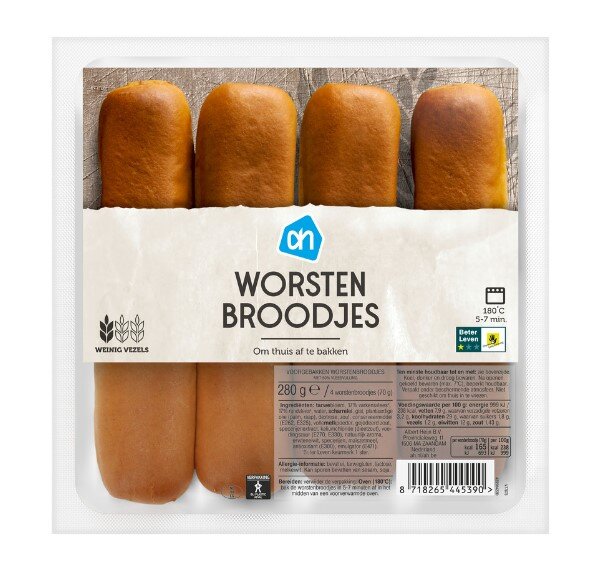 AH WORSTENBROODJES  - 4x WURSTBRÖTCHEN - 280G - BY  ALBERT HEIJN