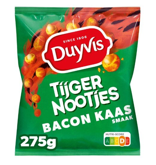 TIJGERNOOTJES BACON KAAS - CRUNCHY ERDNÜSSE MIT SPECK- UND KÄSEGESCHMACK - 275 G - BY DUYVIS