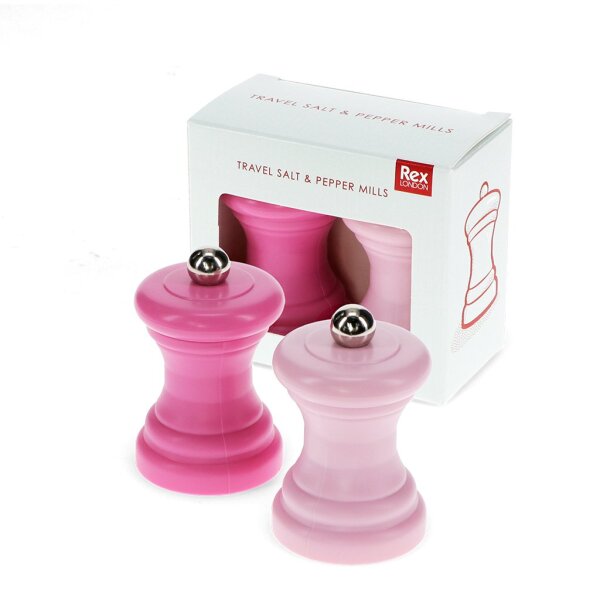 TRAVEL SALT & PEPPER MILL SET - REISE SET SALZ & PFEFFERMÜHLEN - PINK - 4,2 x 7 cm - BY REX LONDON