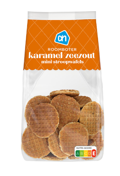 AH ROOMBOTER KARAMEL-ZEEZOUT STROOPWAFELS MINI  - MINI SIRUPWAFFELN KARAMELL-MEERSALZ 200 GR - BY ALBERT HEIJN