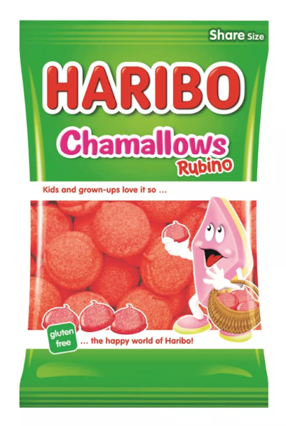 CHAMALLOWS RUBINO  - SCHAUMZUCKER MIT ERDBEERGESCHMACK - 175 GR. BY HARIBO BE