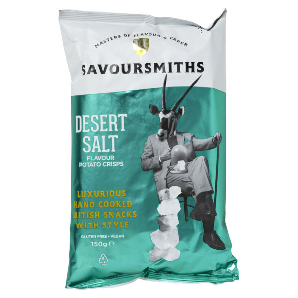 DESERT SALT FLAVOUR POTATO CRISPS - HAND COOKED ENGLISH CRISPS WÜSTENSALZ 150G BY SAVOURSMITHS