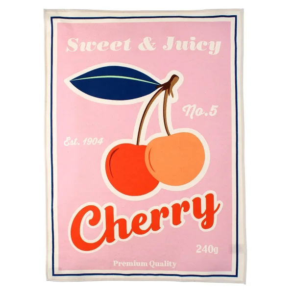 TEA TOWEL VINTAGE CHERRY - GESCHIRRTUCH VINTAGE KIRSCHEN 50 x 70 CM - BY REX LONDON