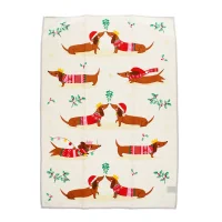 TEA TOWEL FESTIVE SAUSAGE DOG - GESCHIRRTUCH FESTLICHER DACKEL 50 x 70 CM - BY REX LONDON