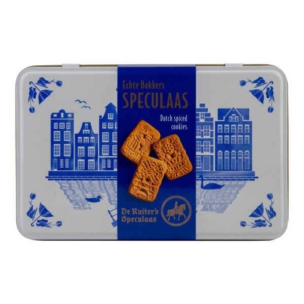 ECHTE BAKKERS SPECULAAS BLIK  - 450 GR- GESCHENKDOSE  - BY DE RUITER`S
