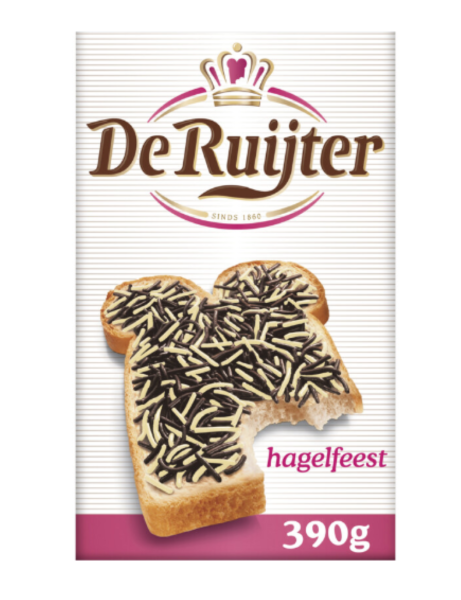 HAGELFEEST - PUUR - VANILLE- SCHOKOLADENSTREUSEL 390 GR - BY DE RUIJTER