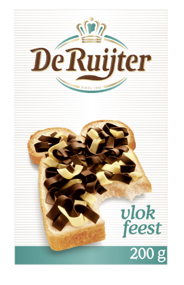 VLOKFEEST - SCHOKOLADEFLOCKEN  HELL & DUNKEL GEMISCHT 200 GR - BY DE RUIJTER