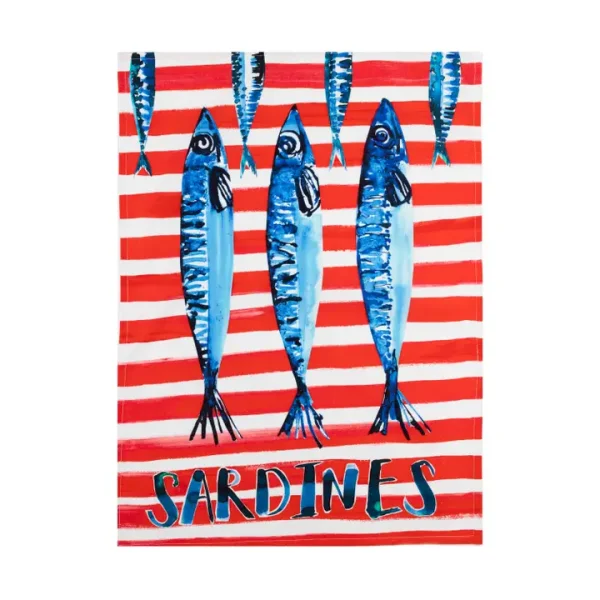 TEA TOWEL SARDINES - GESCHIRRTUCH SARDINEN  50 x 70 CM - BY SHOELESS JOE