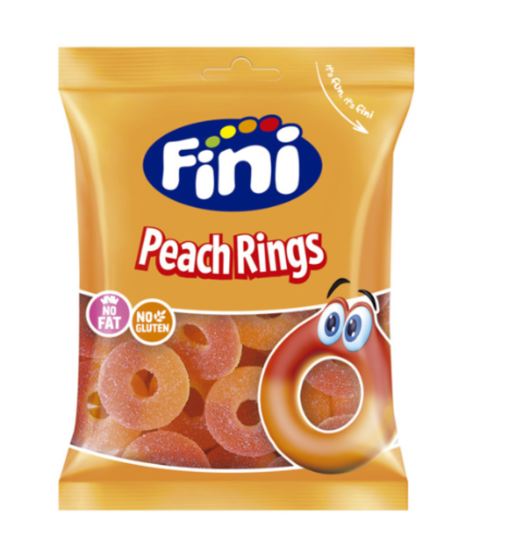 PEACHES RINGS - FRUCHTIGE PFIRSIGRINGE  90GR. BEUTEL  BY FINI