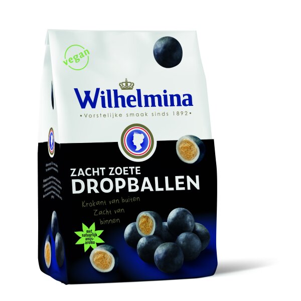 WILHELMINA VEGANE ZACHT ZOETE DROPBALLEN / LAKRITZKUGELN 800 GR. BY FORTUIN