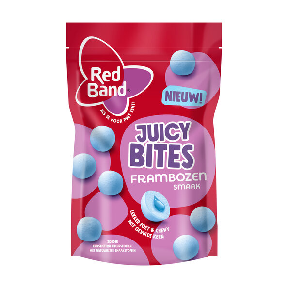 JUICY BITES FRAMBOZEN - 145 GRAMM - GEFÜLLTE HIMBEER KAUBONBONS  BY RED BAND