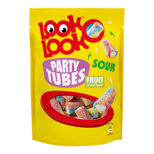 PARTY TUBES SOUR FRUIT-  GEFÜLLTE FRUCHTGUMMI SAUER - 160 G  BY LOOK-O-LOOK