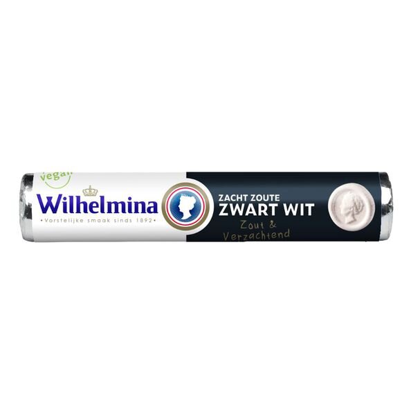 WILHELMINA ZWART WIT LAKRITZ - VEGAN - ROLLE 39 GRAMM BY FORTUIN