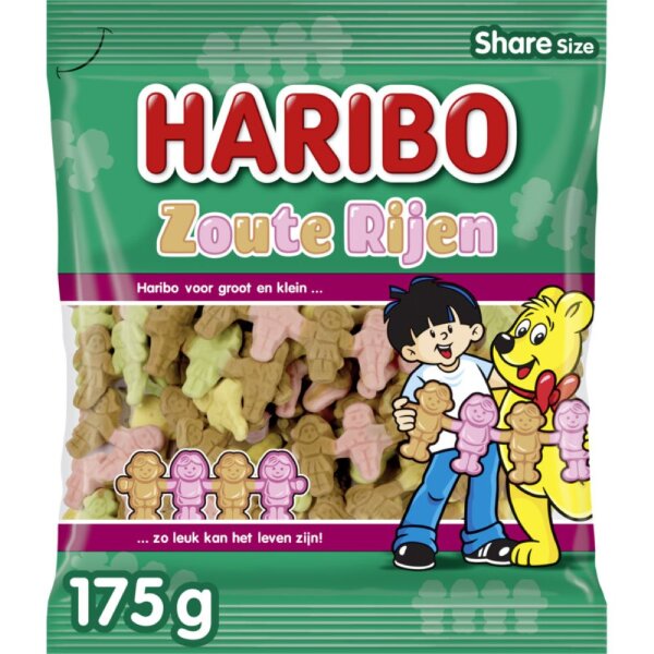 ZOUTE RIJEN - SALZLAKRITZ SCHAUMZUCKER MENSCHENKETTE  175G BY HARIBO NL