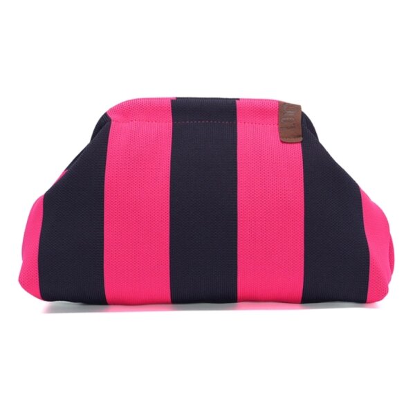 CLUTCH / KULTURTASCHE - EMMA 100 -  SCHWARZ / PINK GESTREIFT 30x7x20 CM BY LOT83