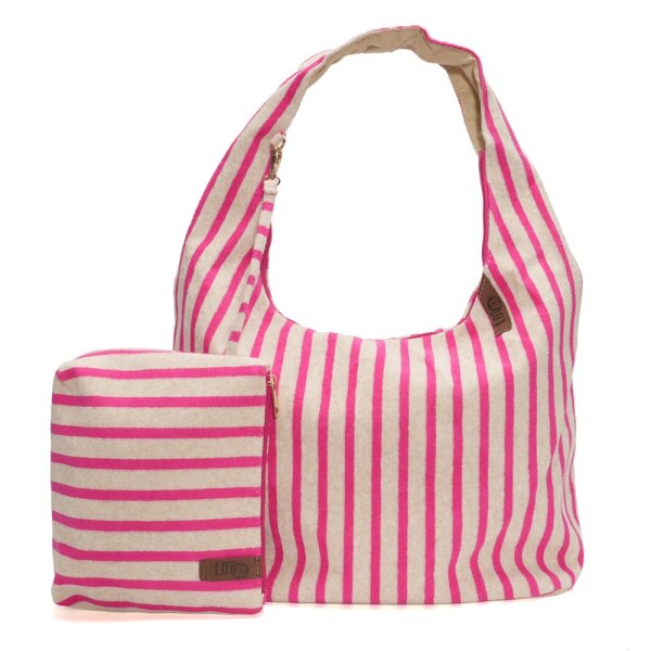 SHOPPER INKL. CLUTCH - ROMEE 1 - PINK / HELLGRAU GESTREIFT 32x40 CM  BY LOT83