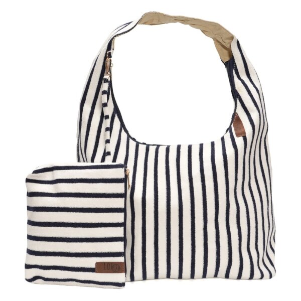 SHOPPER INKL. CLUTCH - ROMEE 08 - SCHWARZ / WEISS GESTREIFT 32x40 CM  BY LOT83
