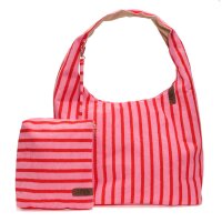 SHOPPER INKL. CLUTCH - ROMEE 04 - ROSA / ROT GESTREIFT...