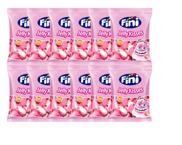 12 X JELLY KISSES - ERDBEER -SAHNE  12 X 90GR. BEUTEL  BY FINI