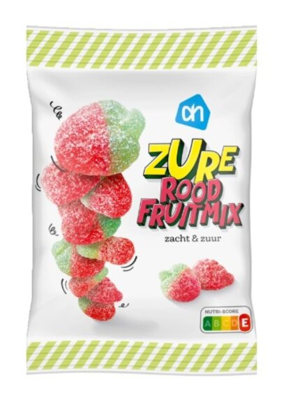 AH ROOD FRUITMIX ZACHT EN ZUUR  -  SAURE  WEICHE FRUCHTGUMMI - 250 GR - BY ALBERT HEIJN