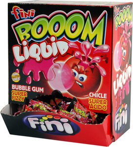 MEGAPACK BOOM LIQUID STRAWBERRY - BUBBLE GUM - KAUGUMM MIT SAURER ERDBEERFÜLLUNGI -  200 STÜCK - 1 KG  BY FINI