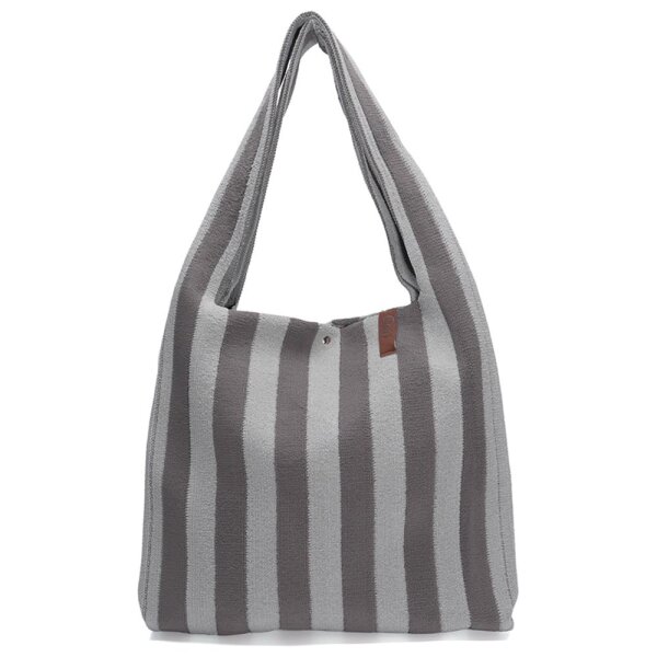 SHOPPER - LOIS 138 - GRAU GESTREIFT IN FROTTEE 35x45 CM BY LOT83