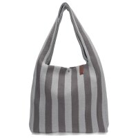 SHOPPER - LOIS 138 - GRAU GESTREIFT IN FROTTEE 35x45 CM BY LOT83