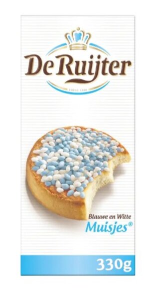 MUISJES BLAUW/WIT  - MÄUSCHEN BLAU/WEISS 330 GR - BY DE RUIJTER