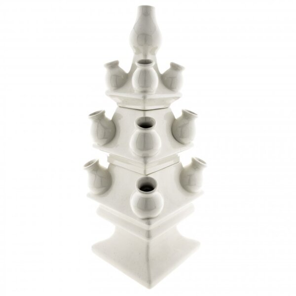 TULPENVAAS 3-DELIG WIT 40 CM - TULPENVASE 3-TEILIG WEISS - BY HEINEN DELFT BLAUW